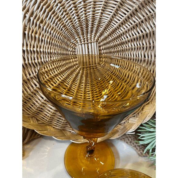 Vintage Impoli Glass Amber Pressed Glass Lidded Compote - Picture 8 of 8